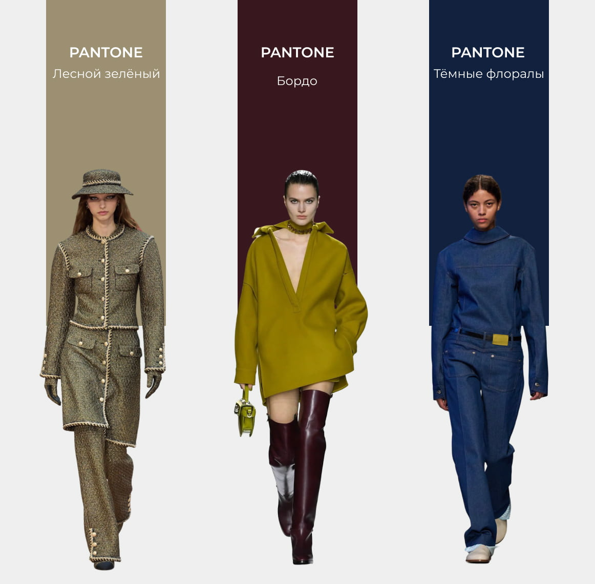 Цветовые рецепты зимы: бордо, лесной зелёный и тёмные флоралы